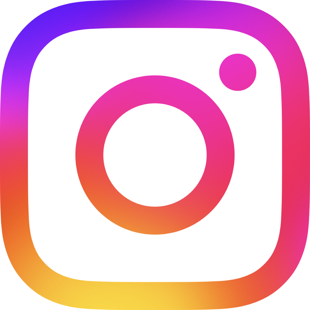 Instagram gradient logo as a decorative brand mark on a dark background, abstract curved shape with a purple-pink gradient transitioning to orange.